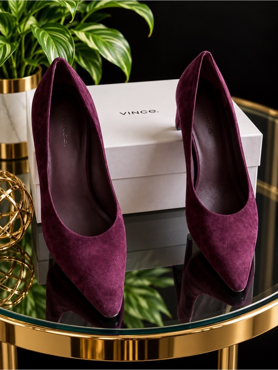 Vince Shoes - Vince Plum Suede Pointed-Toe Pumps